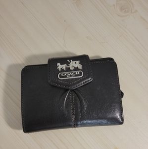 Coach black leather wallet horse carriage